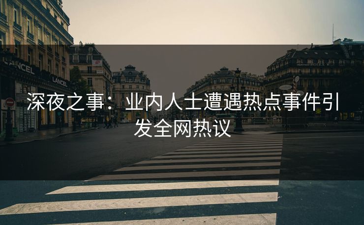 深夜之事：业内人士遭遇热点事件引发全网热议