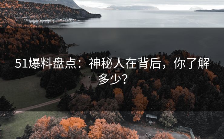 51爆料盘点：神秘人在背后，你了解多少？