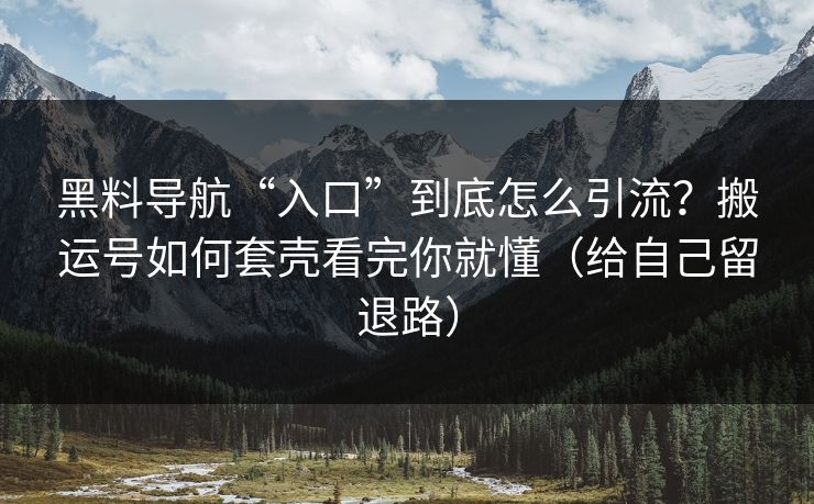 黑料导航“入口”到底怎么引流?搬运号如何套壳看完你就懂(给自己留退路) 黑料导航“入口”到底怎么引流?搬运号如何套壳看完你就懂(给自己留退路)